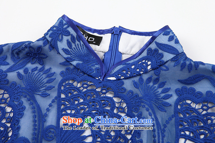 2015 new engraving embroidered short cheongsam dress stylish improved big blue M pictures Sau San, prices, brand platters! The elections are supplied in the national character of distribution, so action, buy now enjoy more preferential! As soon as possible.