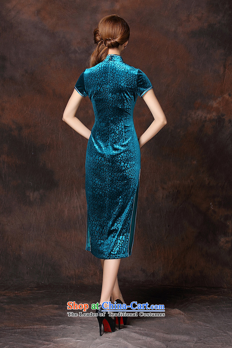 2015 new women's Stylish retro low on improved Ms.'s day-to-day long qipao QF141026 scouring pads lake blue S picture, prices, brand platters! The elections are supplied in the national character of distribution, so action, buy now enjoy more preferential! As soon as possible.