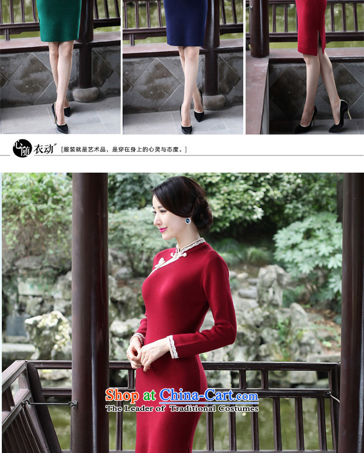 2015 Autumn and winter new daily retro cheongsam dress woolen knitted improved long-sleeved shirt short stylish, dresses female green 2XL Photo, prices, brand platters! The elections are supplied in the national character of distribution, so action, buy now enjoy more preferential! As soon as possible.