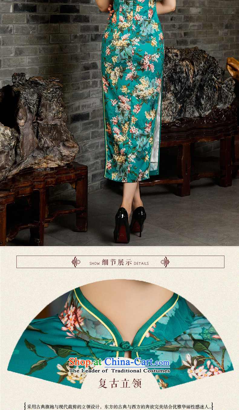 Five-sense in the autumn of 2015 figure new green suit long Silk Cheongsam upscale daily improved cheongsam dress dress suits retro S picture, prices, brand platters! The elections are supplied in the national character of distribution, so action, buy now enjoy more preferential! As soon as possible.