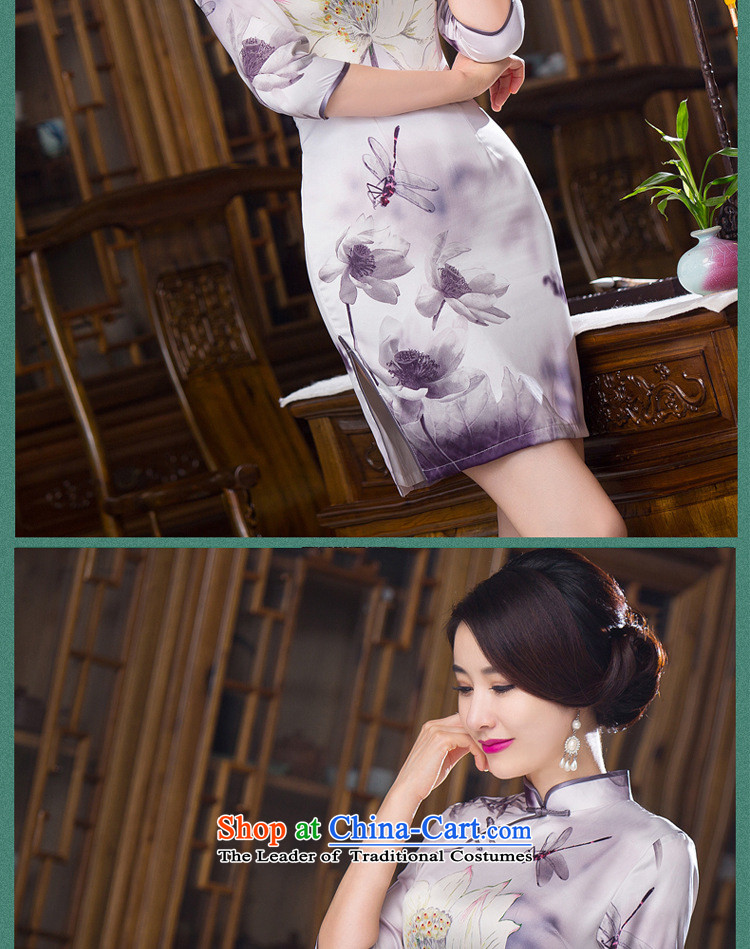 The five senses figure for autumn and winter 2015 new upscale Silk Cheongsam cuff in stylish and elegant banquet dress dresses ink color pictures of the LOTUS M picture, prices, brand platters! The elections are supplied in the national character of distribution, so action, buy now enjoy more preferential! As soon as possible.