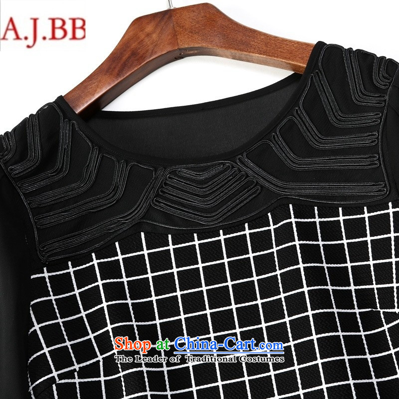 Orange Tysan * autumn load new women's personality lace stitching grid S,A.J.BB,,, black clothes shopping on the Internet
