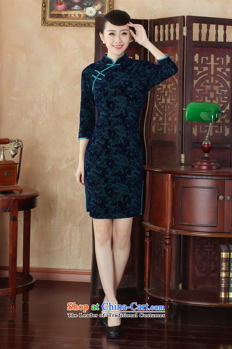 September Girl Store * New solid gold velour new retro in style qipao daily short long-sleeved SRZX0001) M picture, prices, brand platters! The elections are supplied in the national character of distribution, so action, buy now enjoy more preferential! As soon as possible.