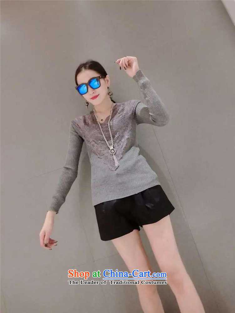 Mano-hwan won women 2015 Autumn edition new products v-neck long-sleeved small fluoroscopy lace spell checker shirt knitwear gray are code pictures, prices, brand platters! The elections are supplied in the national character of distribution, so action, buy now enjoy more preferential! As soon as possible.