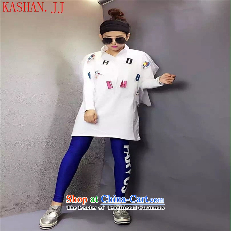 Mano-hwan won women 2015 Autumn edition new products t-shirt spell lace letters long-sleeved T-shirt, long white L, Susan Sarandon Zaoyuan (KASHAN.JJ card) , , , shopping on the Internet