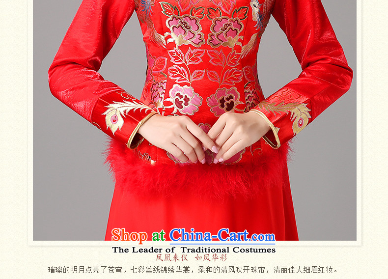 Tslyzm marriages cheongsam collar Chinese bows services 2015 autumn and winter new graphics thin long-sleeved red Sau San cheongsam dress RED M picture, prices, brand platters! The elections are supplied in the national character of distribution, so action, buy now enjoy more preferential! As soon as possible.