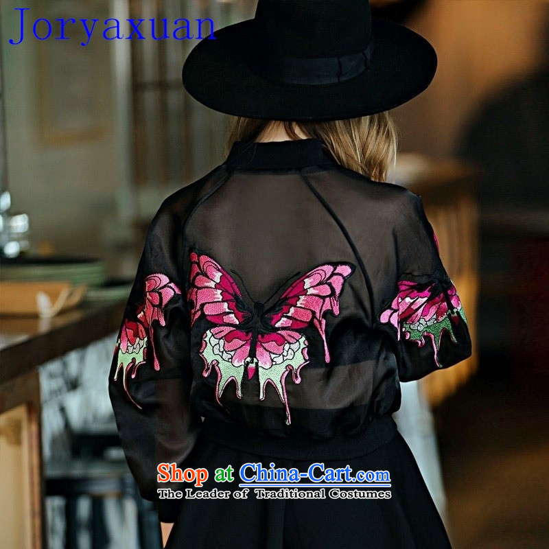 Deloitte Touche Tohmatsu sunny autumn 2015 New Shop Western Couture fashion the yarn embroidered jacket coat big butterfly small black black , L, Zhou Xuan Ya (joryaxuan) , , , shopping on the Internet