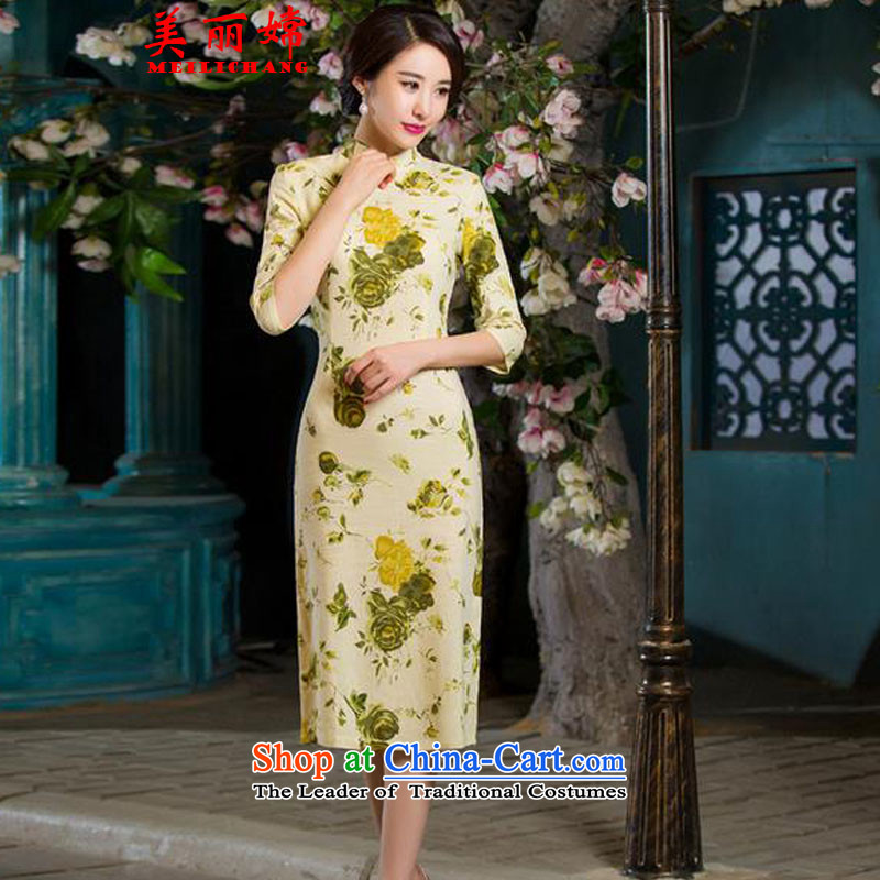 The beautiful autumn 2015-oriented Women's clothes retro graphics in Sau San thin cheongsam large cuff improved long cheongsam dress linen Tang dynasty JORIN L, beautiful MEILICHANG Sheung ( , , , ) shopping on the Internet