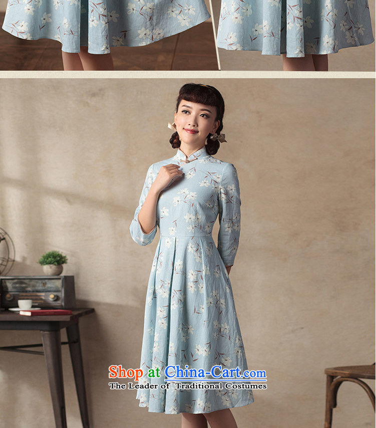 A Pinwheel Without Wind Yanwu in Yat Long Seven-sleeved dresses cotton linen stamp of ethnic qipao retro improved skirt blue-gray XL Photo, prices, brand platters! The elections are supplied in the national character of distribution, so action, buy now enjoy more preferential! As soon as possible.