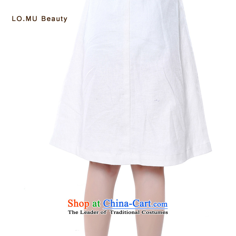 015 new large girls of ethnic body skirt autumn retro hand-painted with mother and child in the skirt white cotton linen clothes 7 code 125 (125CM),LO.MU beauty,,, shopping on the Internet