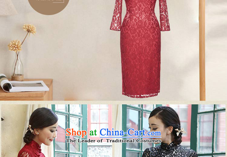 A Pinwheel Without Wind-hee concept Yat 2015 Autumn In New long sleeves 7 Improved retro-color cheongsam dress lace scarlet M picture, prices, brand platters! The elections are supplied in the national character of distribution, so action, buy now enjoy more preferential! As soon as possible.