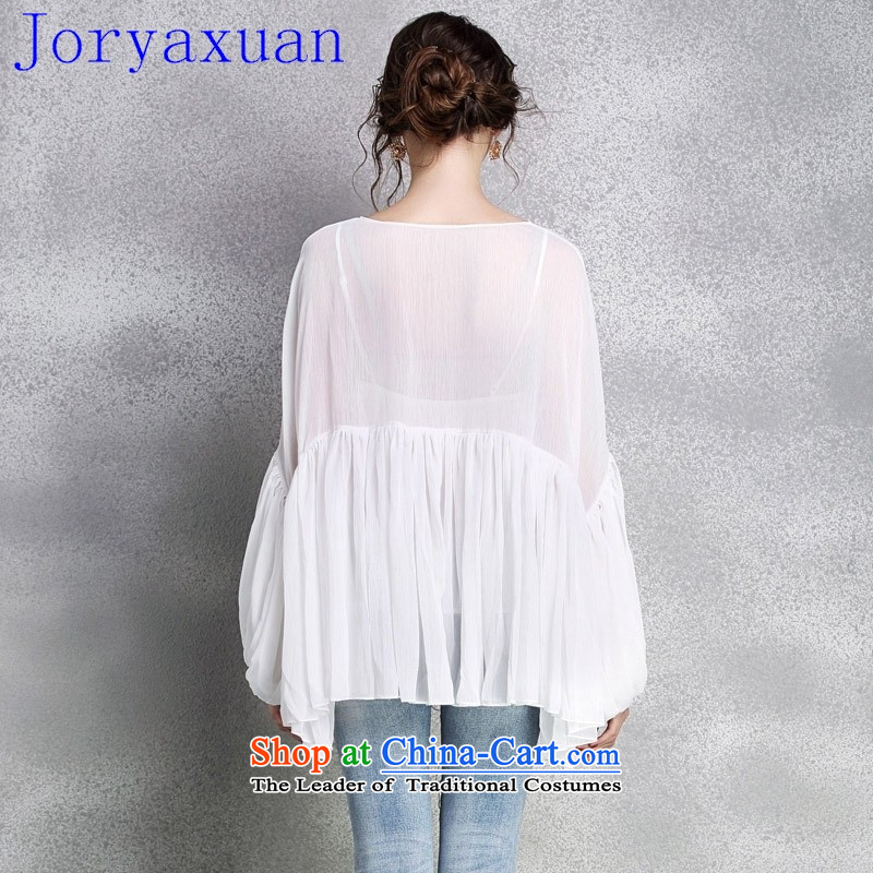 Deloitte Touche Tohmatsu trade shop 2015 new women's clothes for larger women loose deep V-Neck lanterns cuff large flows of the Netherlands , White coated Cheuk-yan xuan ya (joryaxuan) , , , shopping on the Internet