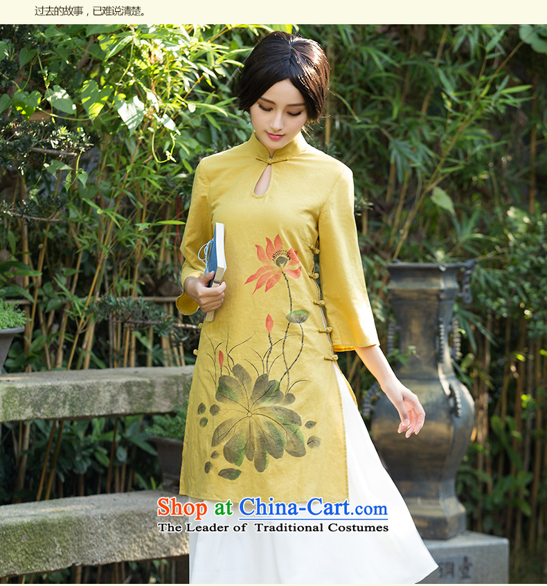 Chinese classic 2015 Autumn load side long-sleeved long cotton linen daily fashion improved cheongsam dress retro arts female suit L picture, prices, brand platters! The elections are supplied in the national character of distribution, so action, buy now enjoy more preferential! As soon as possible.