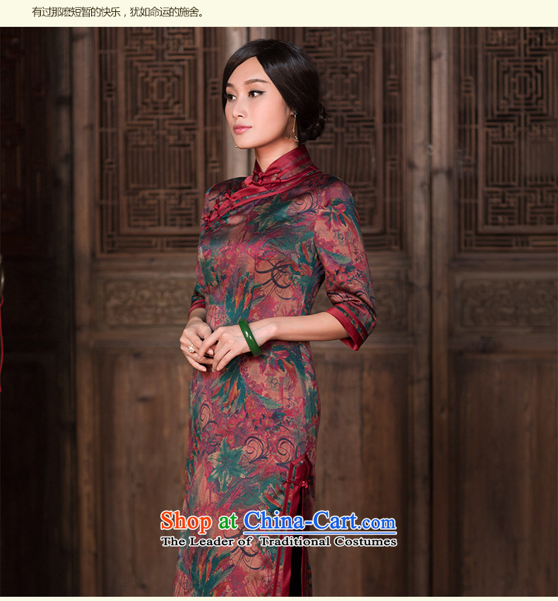 Chinese Classic autumn stylish improvements Serb daily silk yarn in the cloud of incense sleeve length of Qipao Chinese antique dresses suit - 15 days pre-sale prices, pictures, M brand platters! The elections are supplied in the national character of distribution, so action, buy now enjoy more preferential! As soon as possible.