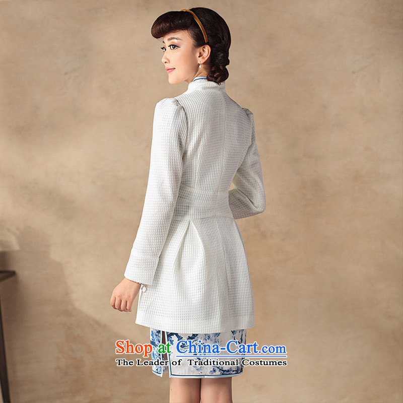A Pinwheel Without Wind Yat Jade 2015 new products in the retro waist ethnic improved long long-sleeved Ms. Qiu jackets fine white M Yat Lady , , , shopping on the Internet