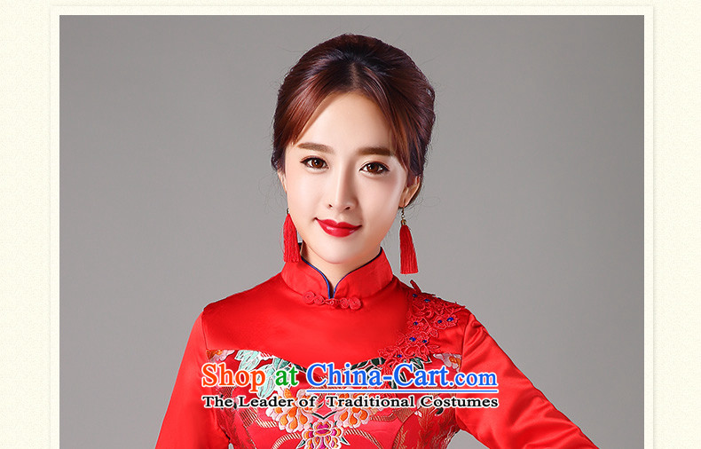 Toasting champagne bride services tslyzm Qipao Length of 2015 New improved autumn and winter embroidery red back to the door to the skirt dress red S picture, prices, brand platters! The elections are supplied in the national character of distribution, so action, buy now enjoy more preferential! As soon as possible.