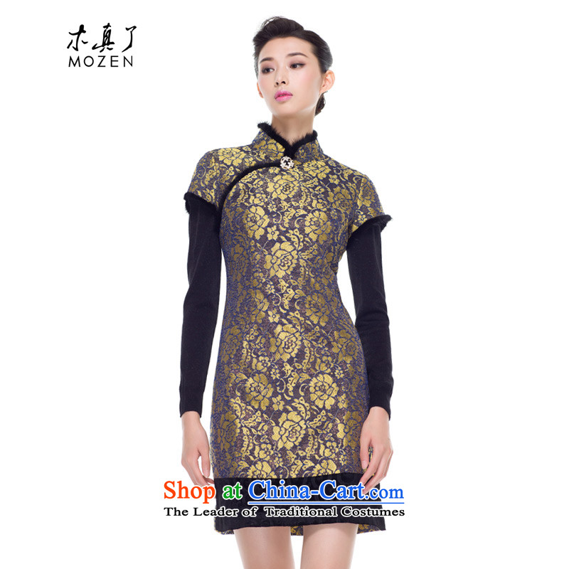 The nostalgia for the improvement of wood really folder for winter 2015 Cotton qipao new ethnic Chinese cheongsam dress 43059 Tang dynasty 13 yellow?S