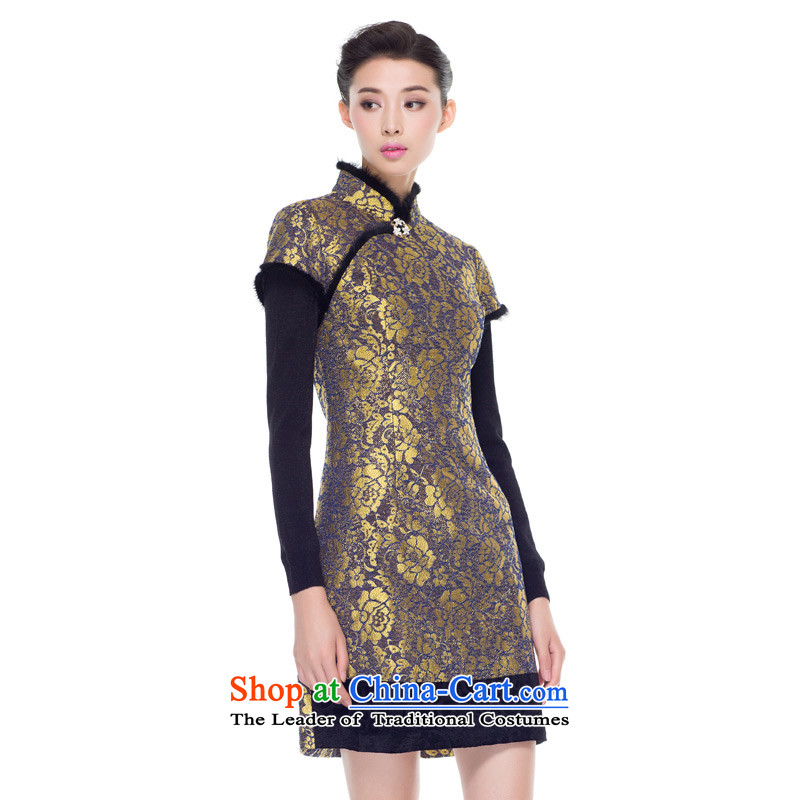 The nostalgia for the improvement of wood really folder for winter 2015 Cotton qipao new ethnic Chinese cheongsam dress 43059 Tang dynasty 13 S, wooden really a yellow , , , shopping on the Internet