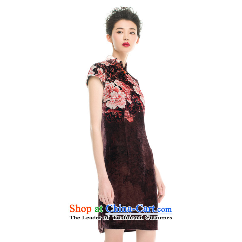 Wood, an improved retro qipao really fall inside the new skirt velvet video thin qipao short of Sau San half sleeve female 11630 08 coffee-colored wooden really a , , , L, online shopping