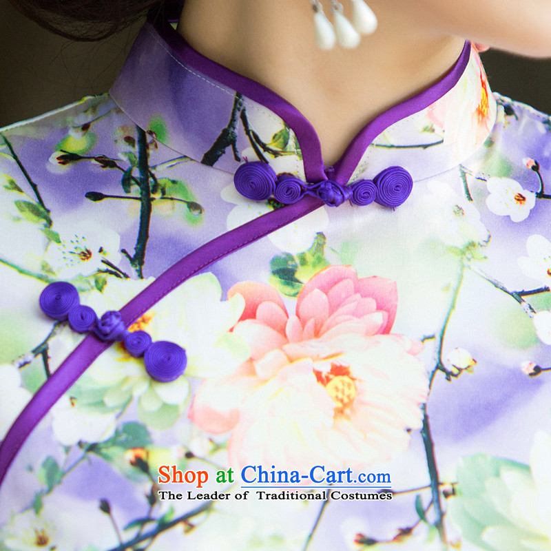 The first director of the cross-sa 2015 Autumn replacing qipao cheongsam dress new stylish improvement) Ms. cuff improved cheongsam dress SZ3C011 light purple S, improve cross-sa , , , shopping on the Internet