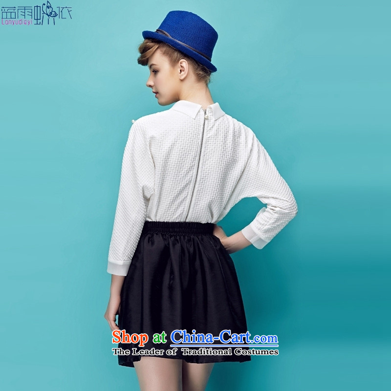 September Girl Store _ fall for women Korean fashion lapel pin-ju wild long-sleeved temperament, T-shirt?150523 white?S