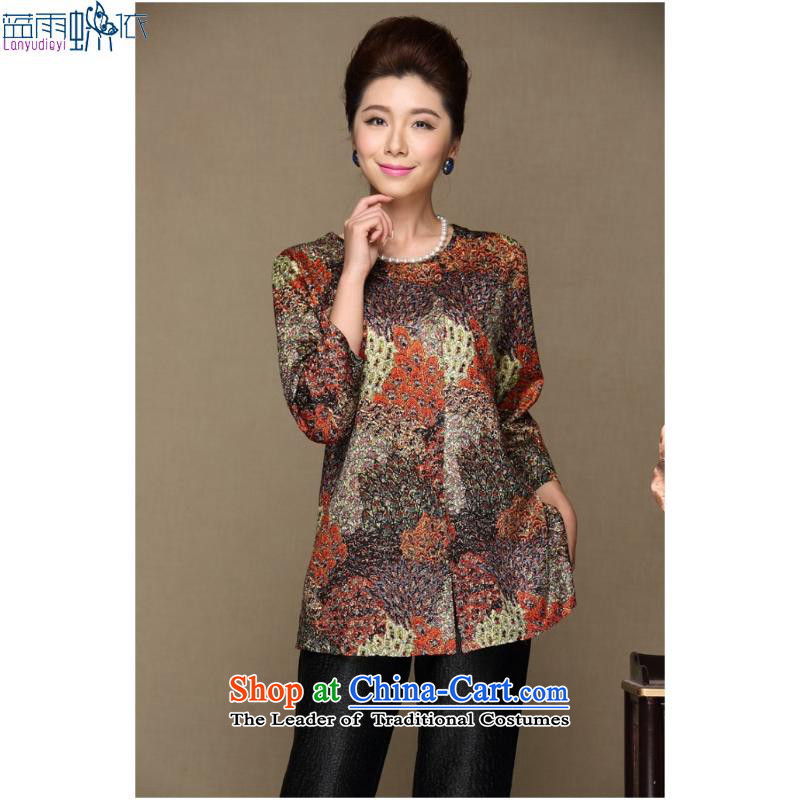 September female boutiques in older women's * spring new moms with large video thin stylish stamp long-sleeved top coat XXXL, gray blue rain butterfly according to , , , shopping on the Internet