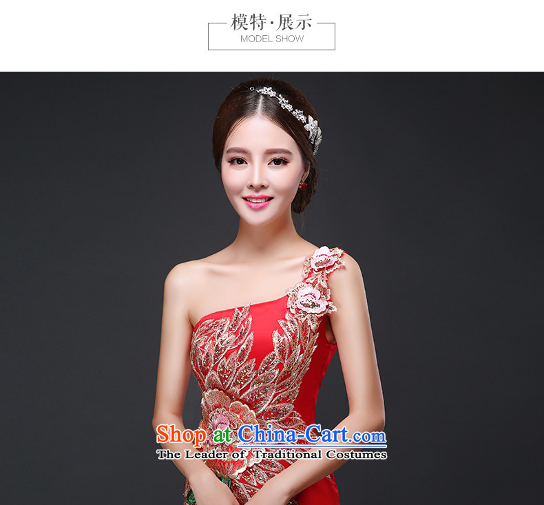 Jacob Chan bridal dresses crowsfoot long single shoulder Chinese wedding dress 2015 autumn and winter new Phoenix embroidery Sau San video thin red flower XL Photo, prices, brand platters! The elections are supplied in the national character of distribution, so action, buy now enjoy more preferential! As soon as possible.