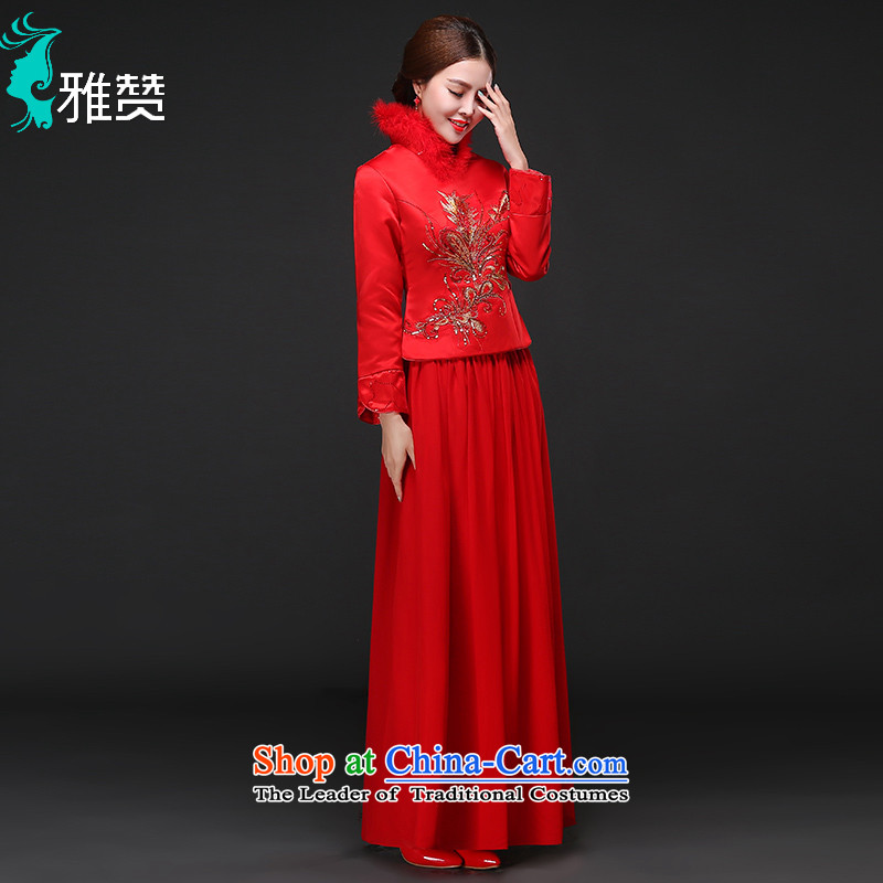Jacob Chan bridal dresses bows to marry Chinese dress of autumn and winter long-sleeved 2015 new embroidery wedding dress female Red Red XL, Jacob Chan (YAZAN) , , , shopping on the Internet