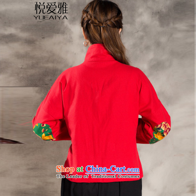 The Hyatt Regency love ya 2015 Tang dynasty through the spring and fall of ethnic cotton linen collar long-sleeved stitching CHINESE CHEONGSAM retro plane collision color jacket CJ9955 Han-Black XL, Yue Love Nga , , , shopping on the Internet