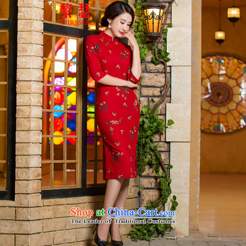 Joseph Lai new autumn 2015 Ms. replacing the daily life of improved cuff 7 cuff cheongsam dress temperament retro garden M Lai (LIIRSSEE shopping on the Internet has been pressed.)