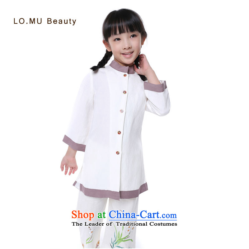 Maybe the Han-t-shirt/China children's wear retro spell checker shirt color girls children wear long sleeved shirt with white 125cm(7 ),LO.MU code beauty,,, shopping on the Internet