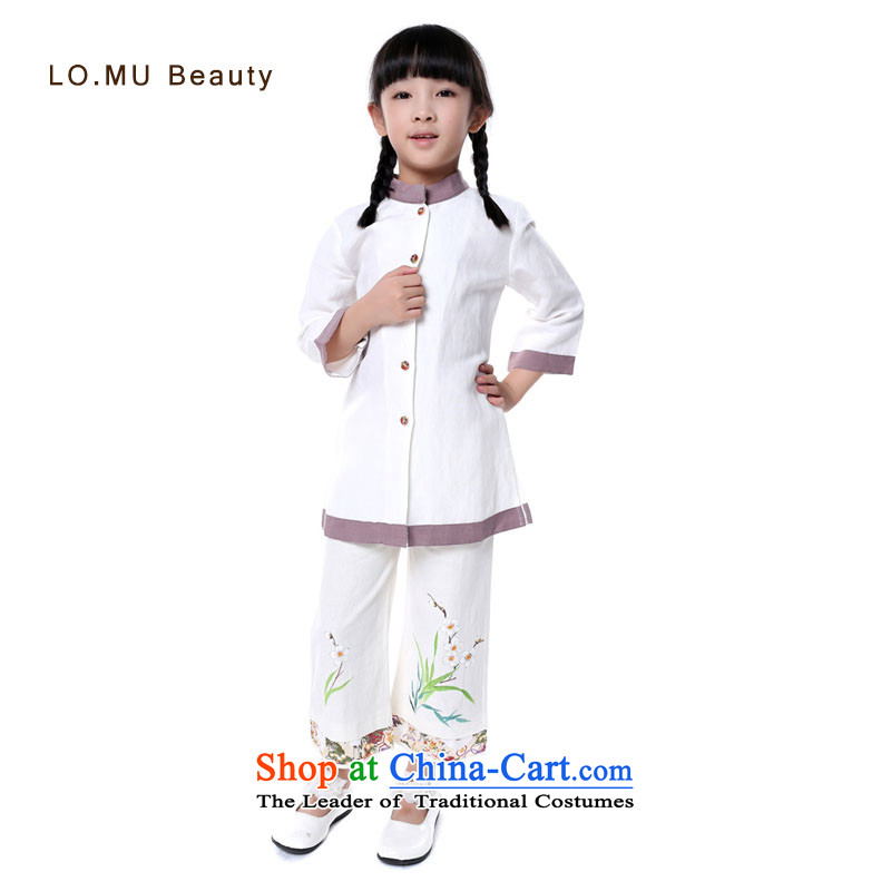Maybe the Han-t-shirt/China children's wear retro spell checker shirt color girls children wear long sleeved shirt with white 125cm(7 ),LO.MU code beauty,,, shopping on the Internet