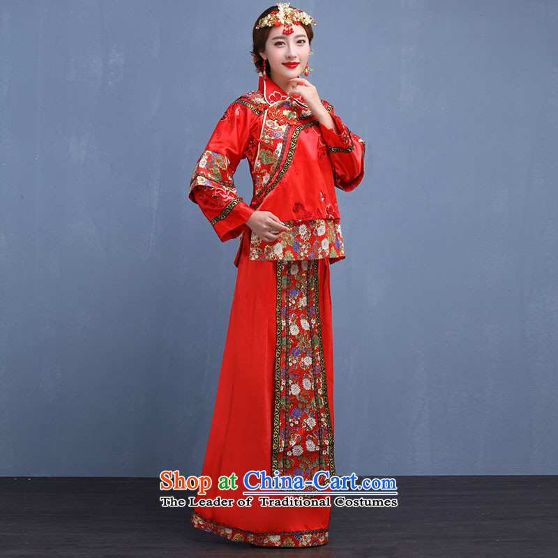 The bride wedding dress Sau Wo service-hi-soo groups serving kimono with Bong-sam Hui Dragon Chinese Dress costume use Tang dynasty married clothes with 2015 autumn and winter new red M,oco,,, shopping on the Internet