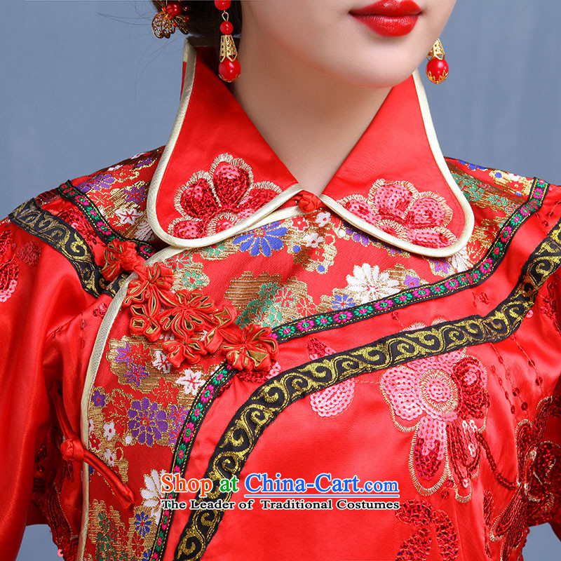 The bride wedding dress Sau Wo service-hi-soo groups serving kimono with Bong-sam Hui Dragon Chinese Dress costume use Tang dynasty married clothes with 2015 autumn and winter new red M,oco,,, shopping on the Internet
