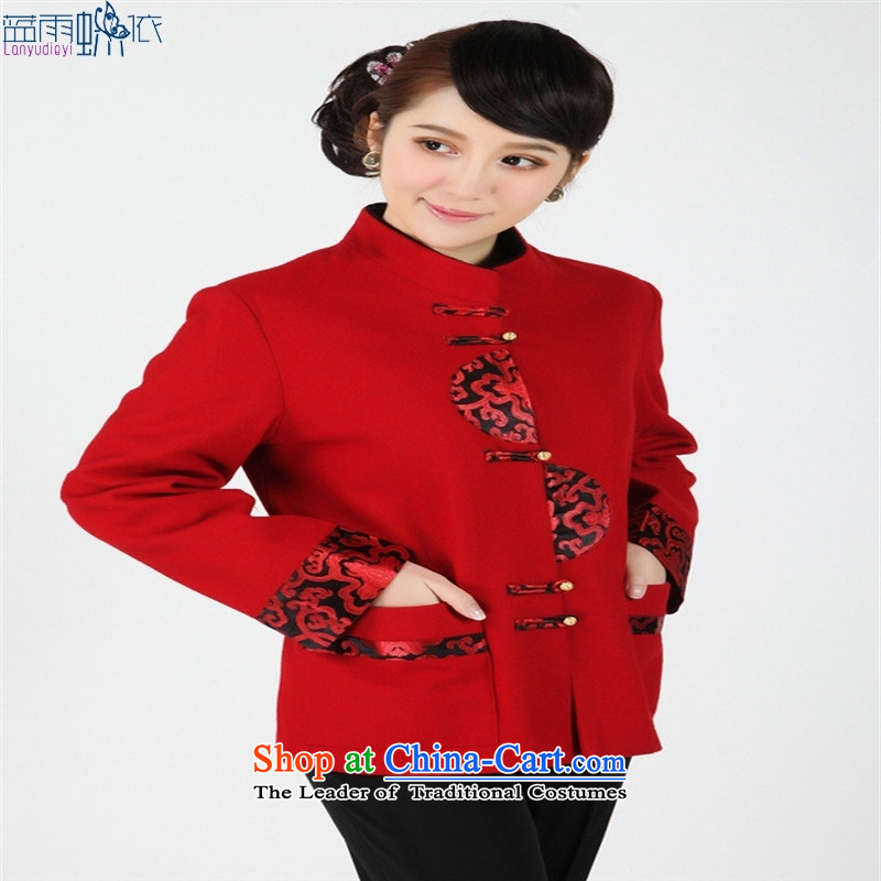 September female boutiques in * the gender older [2358-1] Tang Dynasty Tang blouses, overalls and costumes. Red , L, blue rain butterfly according to , , , shopping on the Internet