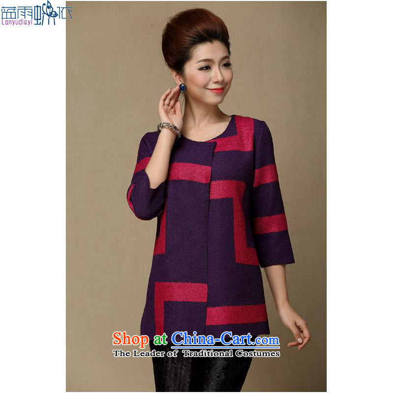 September Girl Store _2015 spring and summer new Women's jacket, older women's clothes mother spring jacket?XXXL Purple