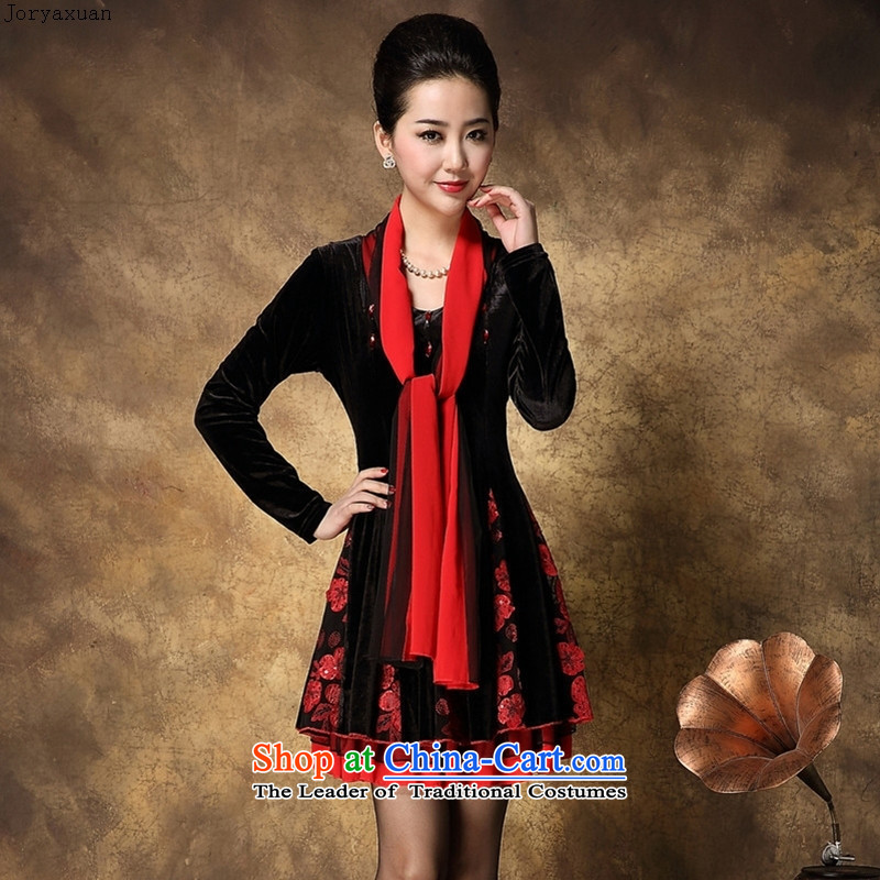 Web soft clothes with new autumn 2015 Korean version of large numbers of ladies' high-end scouring pads to increase older Dae-jung with skirt-safflower mother XXL, Cheuk-yan xuan ya (joryaxuan) , , , shopping on the Internet