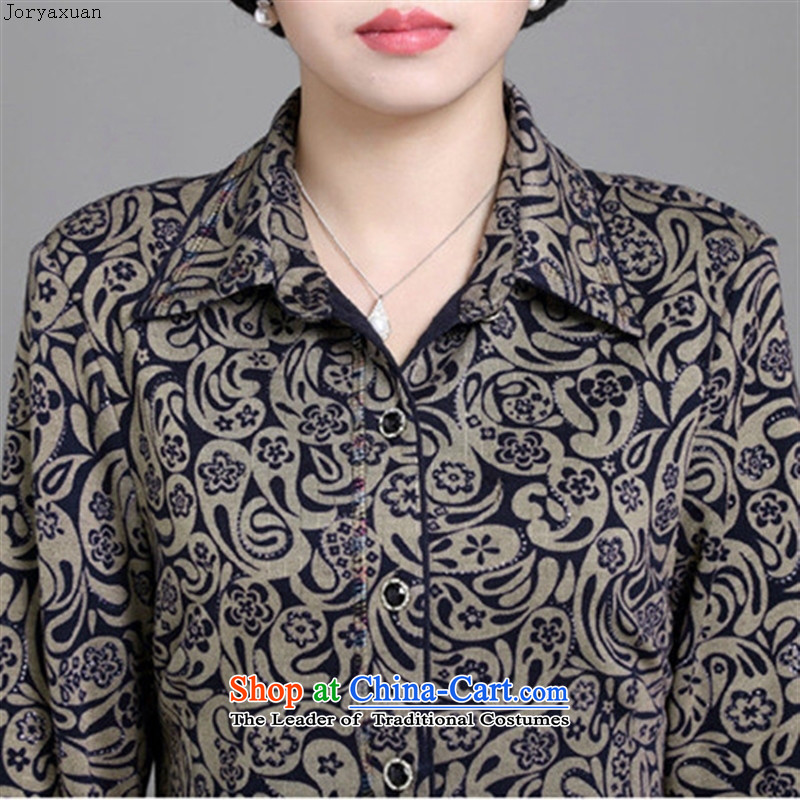 Web soft clothes in 2015 new Older Women during the spring and autumn replacing long-sleeved shirt with his grandmother in stylish mother summer shirt blue flowers XXXXL, Cheuk-yan xuan ya (joryaxuan) , , , shopping on the Internet