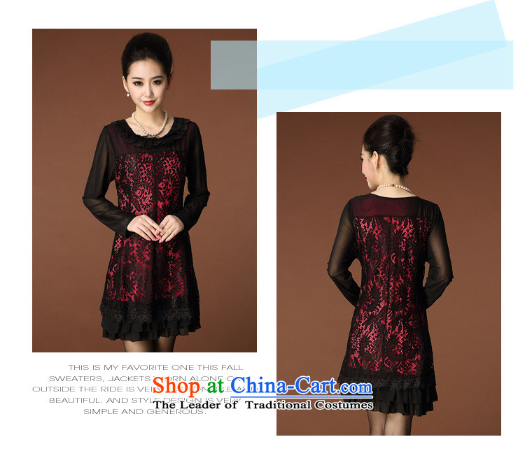 September Girl Store *2015 autumn and winter lace collar mesh sleeve embroidery larger women's mother load Foutune of elderly people in the Sau San dresses Black XL Photo, prices, brand platters! The elections are supplied in the national character of distribution, so action, buy now enjoy more preferential! As soon as possible.