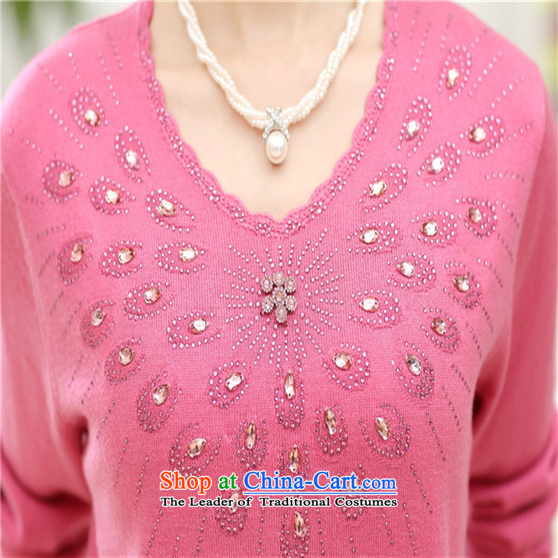 September female boutiques in color * older Autumn and Winter Sweater female peacock diamond pattern round-neck collar Knitted Shirt mother pink shirt with solid blue rain butterfly to 115 shopping on the Internet has been pressed.