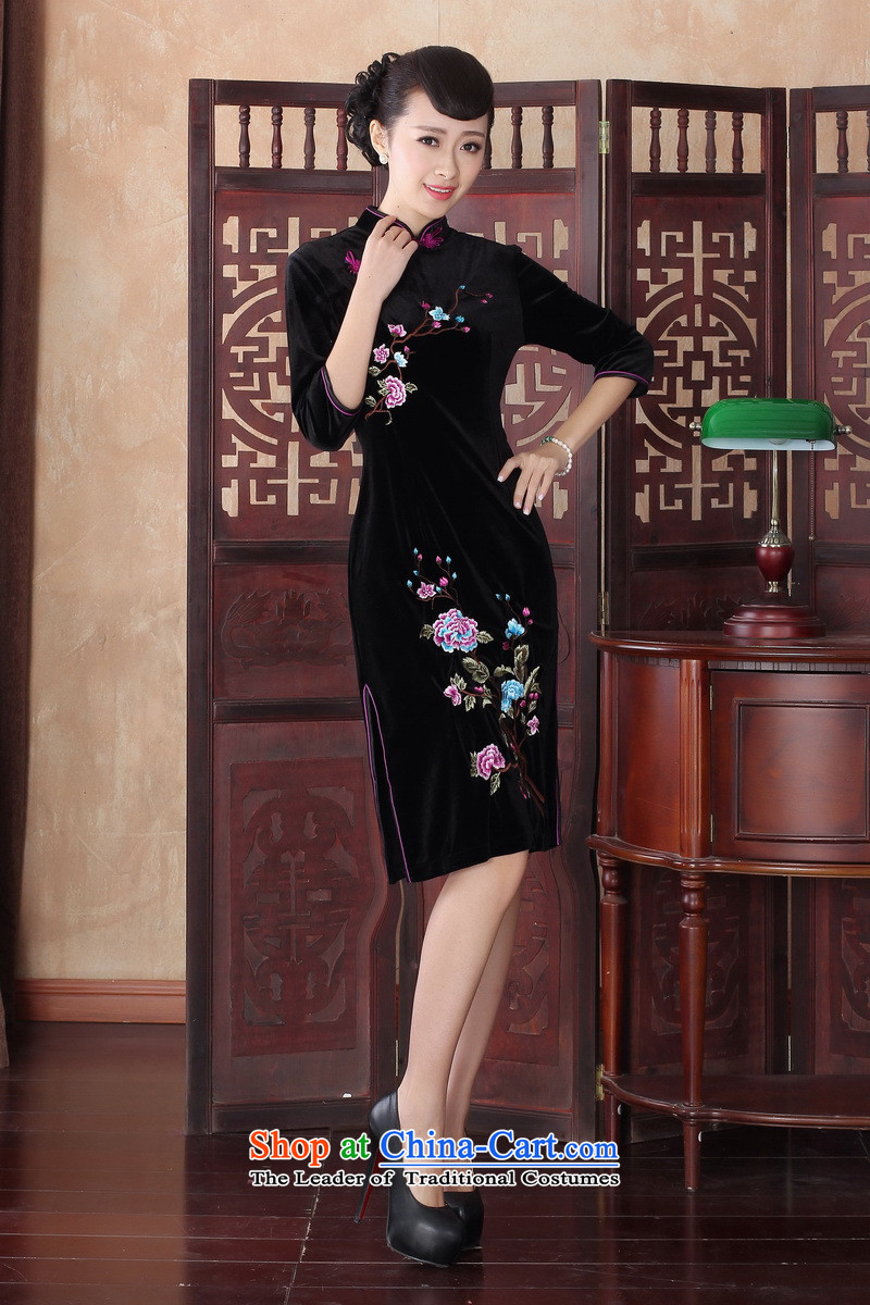 September Girl Store* cuff cheongsam dress temperament Fall/Winter Collections Stylish retro large gold velour mother dress SRZX0016 XXL picture, prices, brand platters! The elections are supplied in the national character of distribution, so action, buy now enjoy more preferential! As soon as possible.