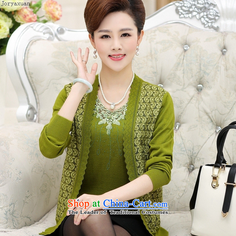 Web soft clothes mother new products with the autumn really two kits of older women's jacket large long-sleeved knitting cardigan 40-50-year-old green XXXL, Cheuk-yan xuan ya (joryaxuan) , , , shopping on the Internet