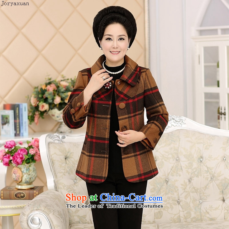 Web soft trappings of older women's autumn and winter new grid gross? boxed long-sleeved jacket mother short of older persons during the spring and autumn replacing dark blue?XXL