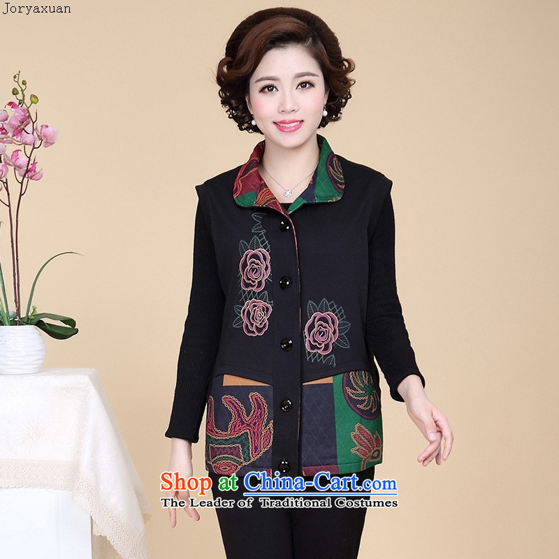 Web soft clothes in the autumn of 2015, the new elderly women knitted jacket embroidered lapel embroidery single row detained mothers with autumn replacing safflower XL, Zhou Xuan Ya (joryaxuan) , , , shopping on the Internet