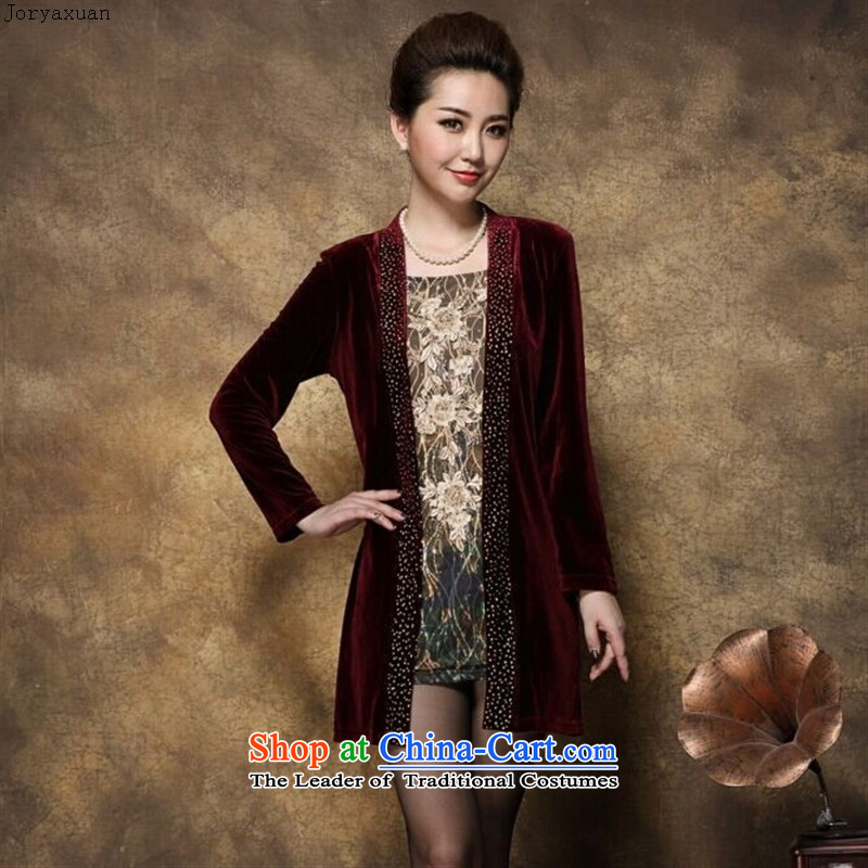 Web soft trappings of older women leave large two long-sleeved Kim velvet autumn 2015 new mother of Chinese boxed wine red XXL, Cheuk-yan xuan ya (joryaxuan) , , , shopping on the Internet