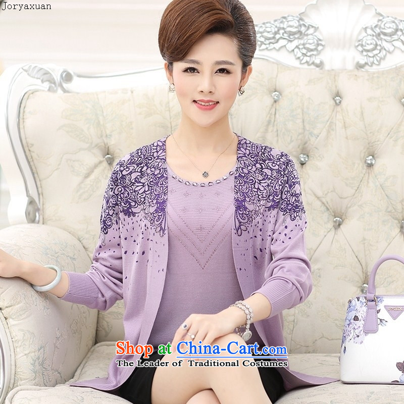 Web soft clothes for the new autumn 2015) Older women really two kits t-shirt with large middle-aged moms knitted jackets Deep Violet XXL, Cheuk-yan xuan ya (joryaxuan) , , , shopping on the Internet