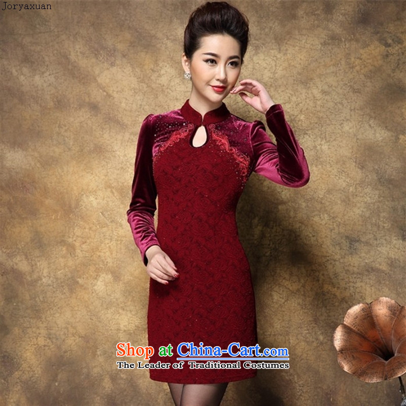 Web soft clothes for the new paragraph 2015 autumn large female upscale temperament Kim velvet MOM pack wedding dresses red 4XL, Cheuk-yan xuan ya (joryaxuan) , , , shopping on the Internet