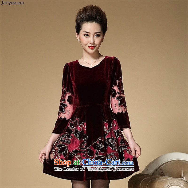 New clothes soft web of older women's large relaxd engraving long-sleeved mother replacing Kim velvet female autumn knitted blue?L