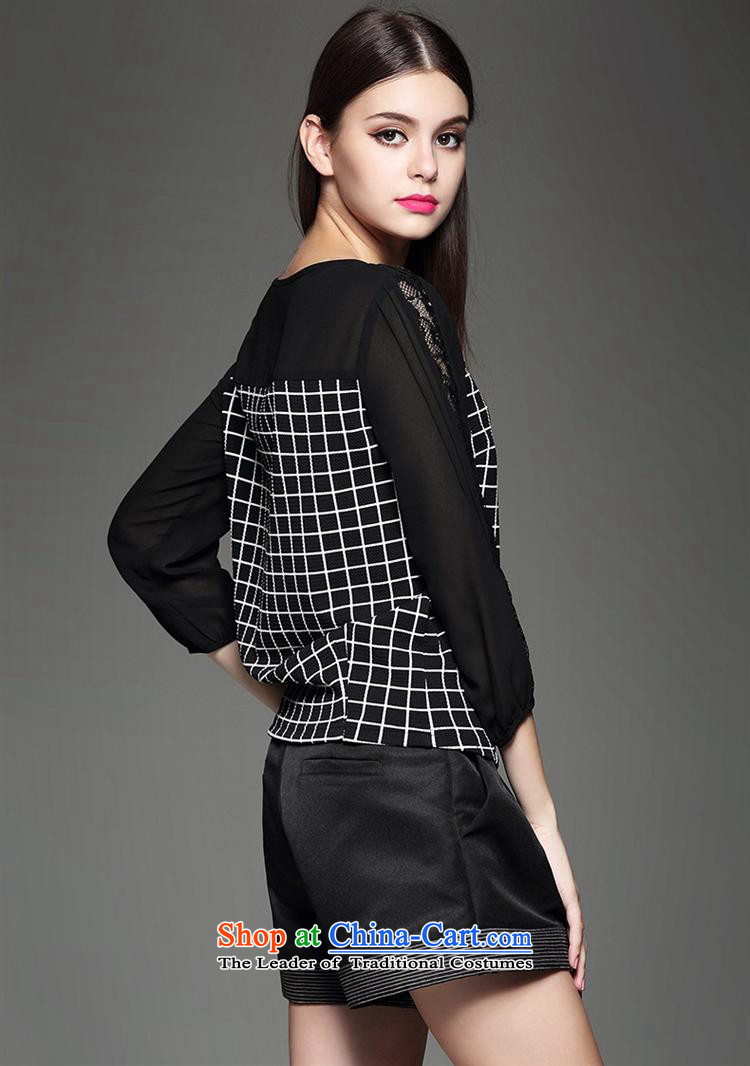 Load New Autumn Hami female personality lace stitching grid temperament shirt black S picture, prices, brand platters! The elections are supplied in the national character of distribution, so action, buy now enjoy more preferential! As soon as possible.