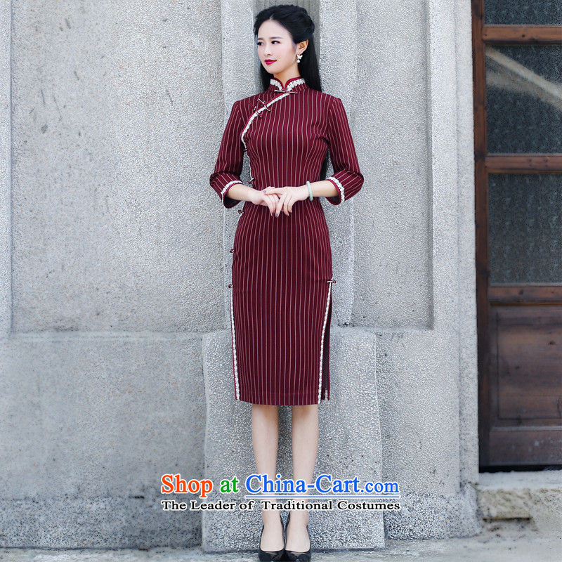 After the new improved wind 2015 daily long-sleeved cheongsam dress autumn retro improved cheongsam dress 6109 6109 RED M ruyi wind shopping on the Internet has been pressed.